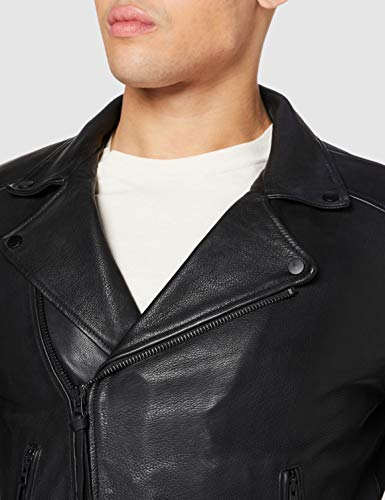 Superdry A3-Leather Chaqueta, Negro, L para Hombre