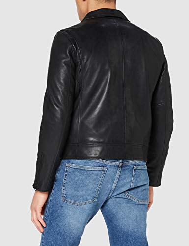 Superdry A3-Leather Chaqueta, Negro, L para Hombre