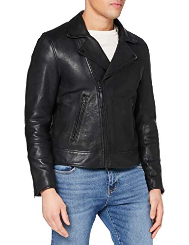 Superdry A3-Leather Chaqueta, Negro, L para Hombre