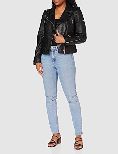 Superdry LS Essentials Biker Chaqueta, Negro (Black 02a), L para Mujer