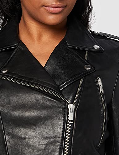 Superdry LS Essentials Biker Chaqueta, Negro (Black 02a), L para Mujer