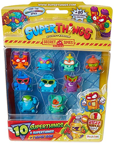 SuperThings Rivals of Kaboom - Secret Spies - Blíster con 10 Figuras (PST6B016IN00), Incluye 1 Figura Dorada Super Rare