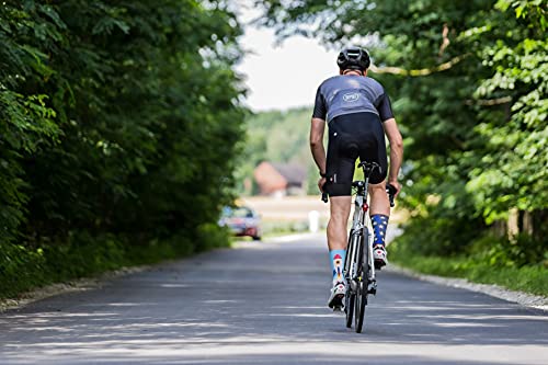Support Calcetines de ciclismo para hombre, tecnología transpirable de fibra antideslizante, unisex, divertidos patrones de ciclista, The Rocket, 8-9 UK / 42-44 EU