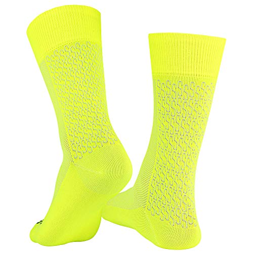 SUPPORT Calcetines de ciclismo súper ligeros para hombre, tecnología transpirable, fibra antideslizante, unisex, accesorios para ciclistas, senderismo, escalada, ciclismo, equitación, Fluo, 8-9