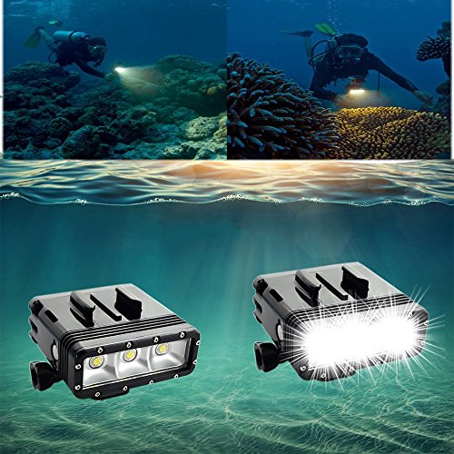 Suptig Luz LED de alta potencia, regulable, doble bater ía recargable, impermeable, luz de , buceo, bajo el agua, luz de noche para GoPro Hero 10/9/8/7/6/5/5S/4/4S/3+/3/2