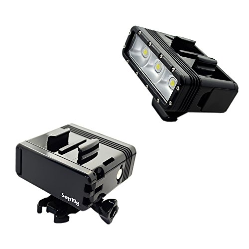 Suptig Luz LED de alta potencia, regulable, doble bater ía recargable, impermeable, luz de , buceo, bajo el agua, luz de noche para GoPro Hero 10/9/8/7/6/5/5S/4/4S/3+/3/2