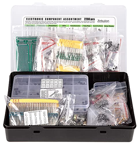 Surtido de componentes electrónicos de 2200 piezas, condensadores, resistencias, transistores, inductores, diodos, potenciómetro, IC, LED, LDR, PCB, etc.