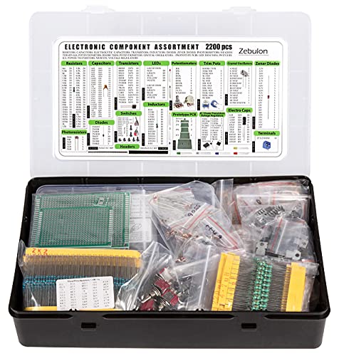 Surtido de componentes electrónicos de 2200 piezas, condensadores, resistencias, transistores, inductores, diodos, potenciómetro, IC, LED, LDR, PCB, etc.