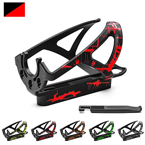 SUSHOP Bicicleta Botella Jaula, Ligero y Fuerte Soporte para Botella Bicicleta, Botella Montaña Bkie, Grande para el Camino Bkie, Bicicletas montaña y Bicicletas los niños, 143X83x65mm,Black Red