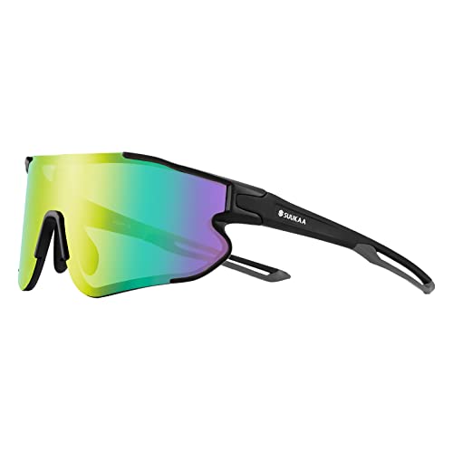 SUUKAA Ciclismo Gafas CE Certificación Polarizadas con 3 Lentes Intercambiables UV 400 Gafas,Corriendo,Moto,MTB Bicicleta Montaña,Camping y Actividades al Aire Libre para Hombres y Mujeres TR-90