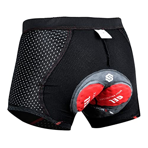 SUUKAA Pantalones Cortos de Ciclismo para Mujer/Hombres Unisexo Ropa Interior Deportiva con Acolchado Elástico Transpirable de Gel 5D,MTB Bicicleta Pantalones Cortos