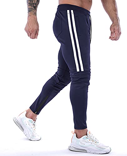 Suwangi Pantalones Deportivos Running para Hombre Jogger Gimnasio Fitness Entrenamiento Pantalon Largos Chándal Bolsillo Cremallera