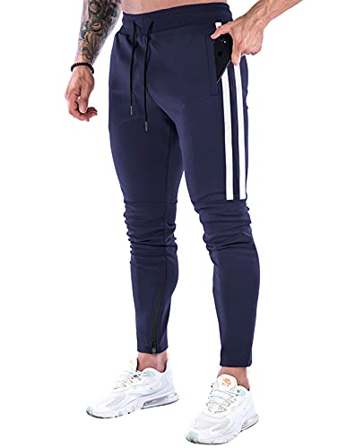 Suwangi Pantalones Deportivos Running para Hombre Jogger Gimnasio Fitness Entrenamiento Pantalon Largos Chándal Bolsillo Cremallera