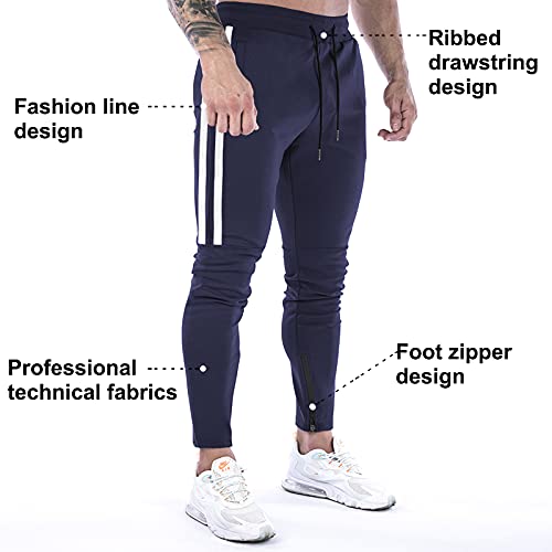 Suwangi Pantalones Deportivos Running para Hombre Jogger Gimnasio Fitness Entrenamiento Pantalon Largos Chándal Bolsillo Cremallera