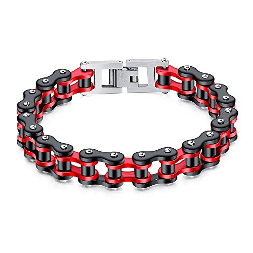 SWEET Pulsera Hombre Acero Inoxidable Dorada, Elegante De Acero Inoxidable Moto Biker Cadena Pulsera 8,5 Pulgadas para Hombre Chico Gran Idea de Regalo Pulsera Hombre