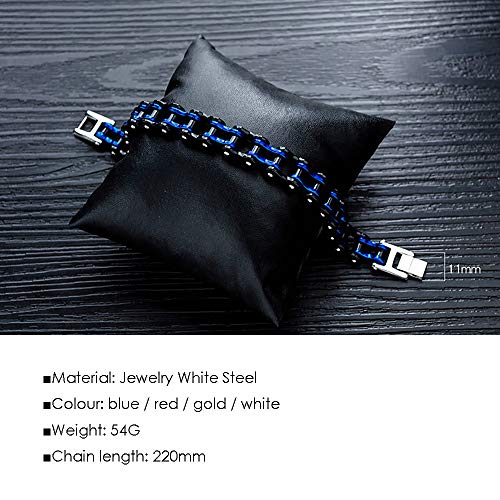 SWEET Pulsera Hombre Acero Inoxidable Dorada, Elegante De Acero Inoxidable Moto Biker Cadena Pulsera 8,5 Pulgadas para Hombre Chico Gran Idea de Regalo Pulsera Hombre