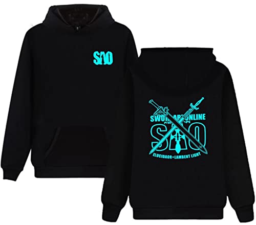 Sword Art Online Sudaderas con capucha Anime Kazuto Casual Manga Larga Cordón Ropa Deportiva Tops Manga SAO Kirigaya Kirito Jumper Sudaderas con bolsillo frontal, 05 Sword Art Online, S