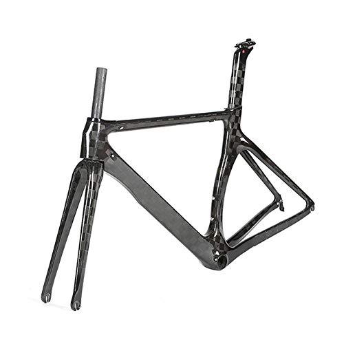 SXMXO Bicicleta De Carretera De Fibra De Carbono R3 18K Cuadro De Ciclismo Horquilla Delantera Tubo De Asiento 700C Marco De Competencia Cortavientos Brillo UD,48cm