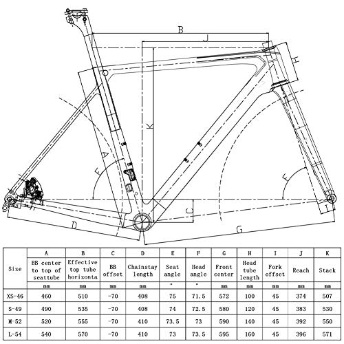 SXMXO BXT Nuevo Cuadro De Bicicleta De Carbono Ultraligero Carbono Carretera Marco T800 700C Completa Carbono Carretera Marco Bicicleta Cuadro, Asiento De Horquilla,49CM