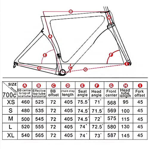 SXMXO Cuadro de Bicicleta de Carretera Aero Full Carbon Toray T800 Cuadro de Bicicleta de Carretera de Carbono BB68 48/51/54/56cm,56cm