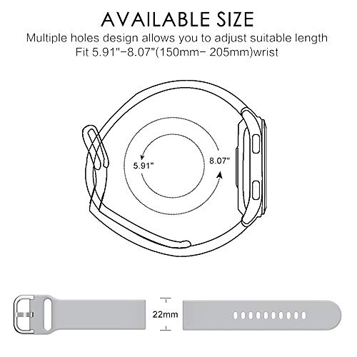 Syxinn Compatible para 22mm Correa de Reloj Galaxy Watch 46mm/Gear S3 Frontier/Classic Banda de Reemplazo de Silicona Deportiva Pulsera para Moto 360 2nd Gen 46mm/Huawei Watch GT/Ticwatch Pro