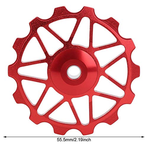 T best Rodamientos de cerámica para Bicicleta, 14T Mountain Road Bike Rodamientos de cerámica de Metal Desviador Trasero Guía Rodillo Equipo de Ciclismo(Rojo)