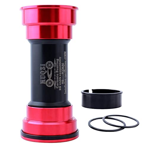 T TOOYFUL - Soporte inferior para rodamientos de cerámica para bicicleta de montaña Pressfit BB90 BB92 con adaptador de espaciador, color rojo BB90-92