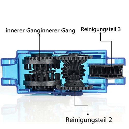T-wilker Limpiador de Cadena de Bicicleta, combinación de cepillos de limpieza y guantes de látex y ToallasCadena de Bici Herramienta de Limpieza rápido Limpiador（azul transparente）