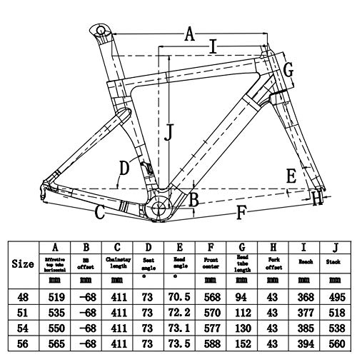 T800 Cuadro de Bicicleta de Carretera de Carbono, Cuadro de Bicicleta de Carbono Completo 700C con Tubo de Asiento Tenedor Delantero Ciclismo Marco de Bicicleta Super Ligero 1200g,51cm/S