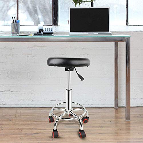 Taburete con Ruedas Taburete Giratorio con Ruedas Taburete de Bar Taburete de Trabajo Taburete cosmético Sillón de Masaje SPA Asiento Giratorio hidráulico Altura Ajustable, 32cm de diámetro