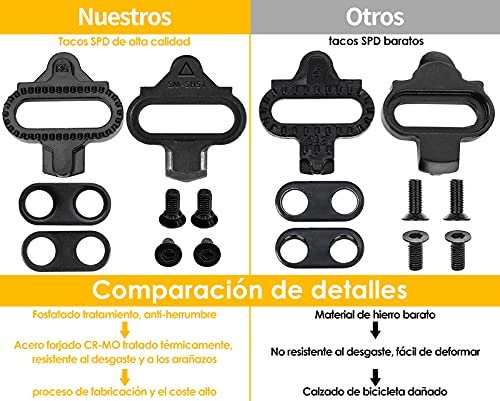 TacoBey Pedales de Bicicleta compatibles con Shimano SPD Mountain Clipless Pedales, 3 sellados, Antideslizantes, de Fibra de Nailon Ligera y de aleación para BMX, MTB, Spin Trekking E-Bike