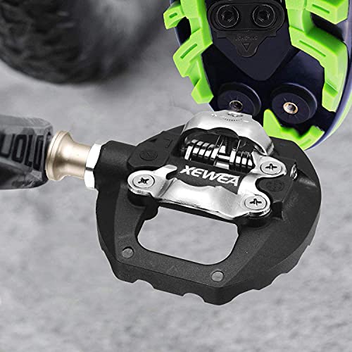 TacoBey Pedales de Bicicleta compatibles con Shimano SPD Mountain Clipless Pedales, 3 sellados, Antideslizantes, de Fibra de Nailon Ligera y de aleación para BMX, MTB, Spin Trekking E-Bike