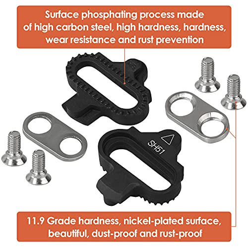 TacoBey Pedales para bicicleta Cleats compatibles con las placas de calzado Shimano SPD SH-51 SH-11 SH-12, sistema zapatos interior y exterior, spin trekking, carreras, juego pedales clic (SPD SH-51)