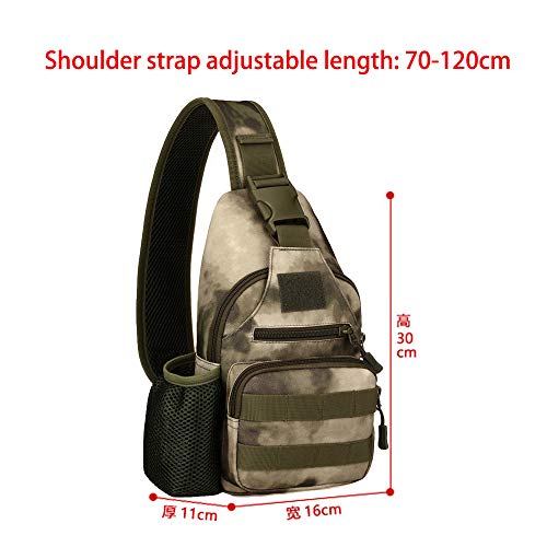 Táctical Mochila de Pecho con Puerto de Carga USB con Bolsillo de Botella de Mochila de Hombro Mochila de Bandolera Estilo Militar Impermeable para Correr Senderismo Ciclismo Camping (Camuflaje-A)