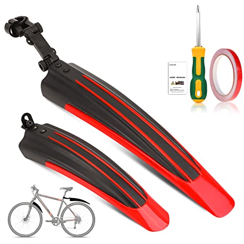 TAGVO Guardabarros Bicicleta, 2-Piezas Universal Cubierta Completa Espesa Widen Guardabarros Delantero y Trasero de Bicicleta, Guardabarros Ajustable portátil para Bicicleta de montaña y Carretera