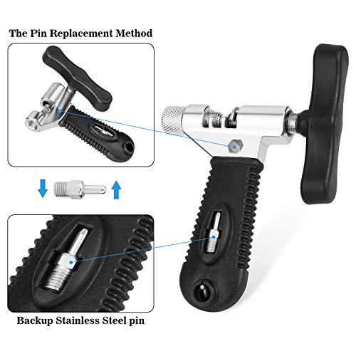 TAGVO Herramienta de Cadena para Bicicleta, Universal para 7 8 9 10 Cadena de eslabones de Cadena Cortador de Divisor de Cadena Removedor de Remaches con Respaldo de Acero Inoxidable Pin