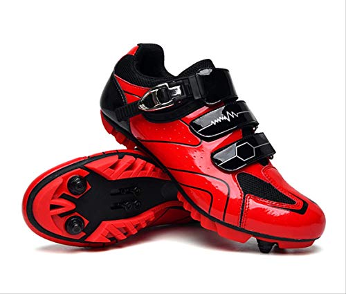 tangjiu Bolsa De Cuadro De Bicicleta,Zapatillas De Ciclismo Unisex, Zapatillas De Ciclismo Antideslizantes De Suela Dura, Zapatillas De Ciclismo De Carretera Y Montaña (Rojo,40)