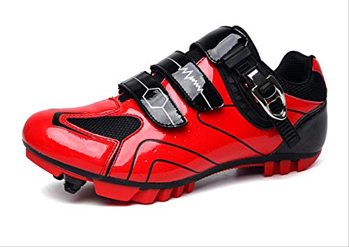 tangjiu Bolsa De Cuadro De Bicicleta,Zapatillas De Ciclismo Unisex, Zapatillas De Ciclismo Antideslizantes De Suela Dura, Zapatillas De Ciclismo De Carretera Y Montaña (Rojo,40)