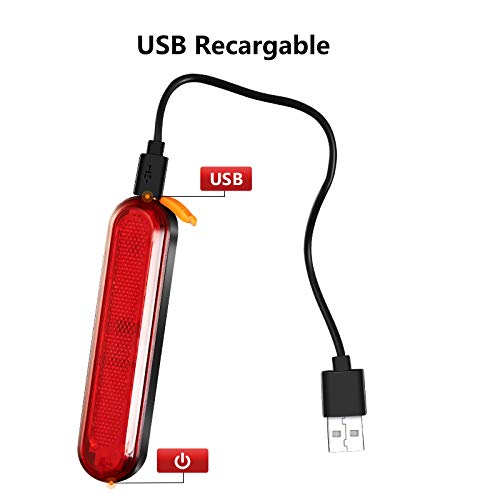 TANMORT Luz Trasera Bicicleta Recargable USB, Luz Bicicleta Impermeable IP64 con 7 Modos, Piloto Trasero Rojo Bici Potente LED de 120LM para Ciclismo de Carretera Montaña (Paquete de 2 Piezas)