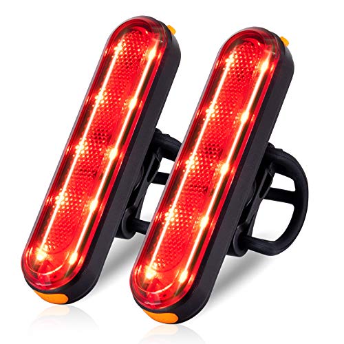 TANMORT Luz Trasera Bicicleta Recargable USB, Luz Bicicleta Impermeable IP64 con 7 Modos, Piloto Trasero Rojo Bici Potente LED de 120LM para Ciclismo de Carretera Montaña (Paquete de 2 Piezas)