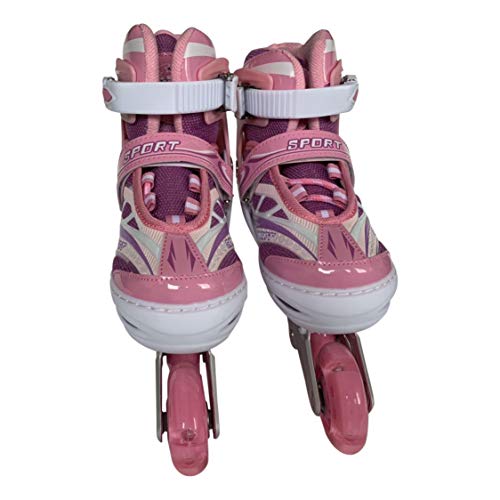 Tante Tina Patines en línea con Luces Que se encienden en Las Ruedas para niños y Adolescentes - Rosa - Talla M (33-36)