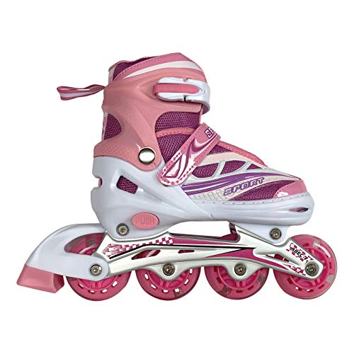 Tante Tina Patines en línea con Luces Que se encienden en Las Ruedas para niños y Adolescentes - Rosa - Talla M (33-36)