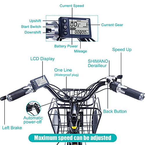 TAOCI Bicicletas eléctricas para Mujeres Adultas, Todo Terreno 26 Pulgadas E-Bike Bicicletas extraíble batería de Iones de Litio Ebike para el Trabajo al Aire Libre Ciclismo Viajes (Brown)