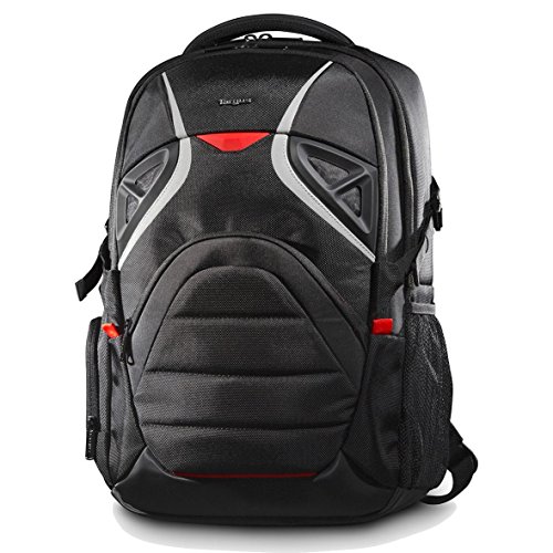 Targus STRIKE Mochila para portátil y accesorios de juego de hasta 17,3", mochila antirrobo con bolsillo de seguridad oculto y funda chubasquero - Negro/Rojo, TSB900EU