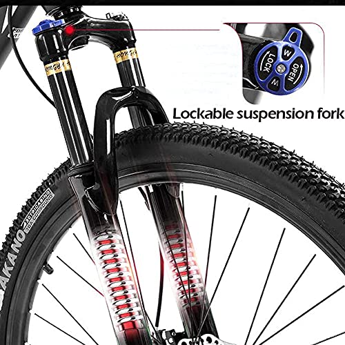 TBNB Bicicletas de montaña de 24/26 Pulgadas, Horquilla de suspensión de 21-27 velocidades, Bicicleta de Carretera con Marco de Acero con Freno de Disco Doble para Hombres y Mujeres (Rojo 26