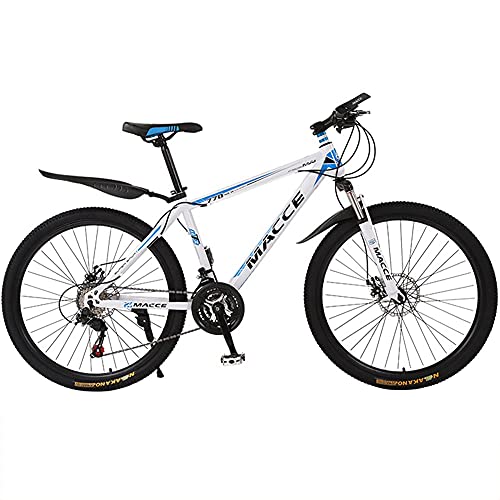 TBNB Bicicletas de montaña de 24/26 Pulgadas, Horquilla de suspensión de 21-27 velocidades, Bicicleta de Carretera con Marco de Acero con Freno de Disco Doble para Hombres y Mujeres (Blanco 2