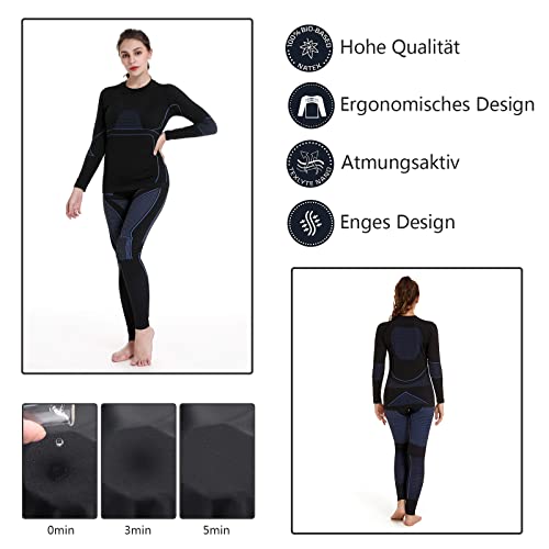 TBoonor Ropa Interior Termica Mujer Conjuntos Térmicos para Mujer Ropa Interior para Esquí Térmica y Funcional para Mujer para Running Ciclismo Esquí Correr Fitness Ciclismo (L)