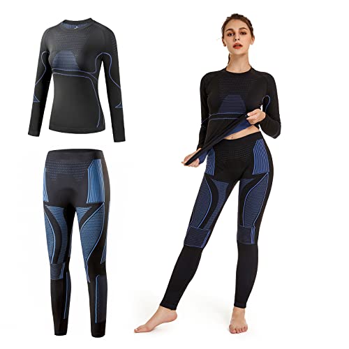 TBoonor Ropa Interior Termica Mujer Conjuntos Térmicos para Mujer Ropa Interior para Esquí Térmica y Funcional para Mujer para Running Ciclismo Esquí Correr Fitness Ciclismo (L)