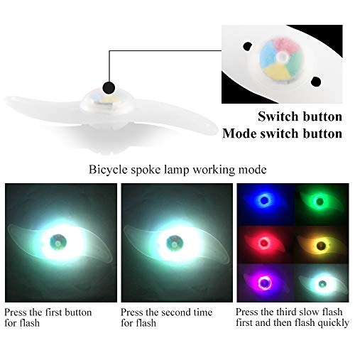 Teguangmei 6pcs LED Luz de Radios de Bicicleta,Luces de Neón a Prueba de Agua con 3 Modos de Parpadeo,Luces de Irradiación de Ruedas de Bicicleta Fáciles de Instalar Para Adultos y Niños, Multicolor