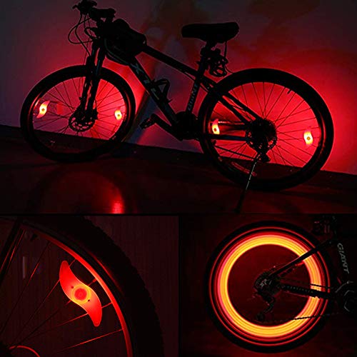 Teguangmei 6pcs LED Luz de Radios de Bicicleta,Luces de Neón a Prueba de Agua con 3 Modos de Parpadeo,Luces de Irradiación de Ruedas de Bicicleta Fáciles de Instalar Para Adultos y Niños,Rojo